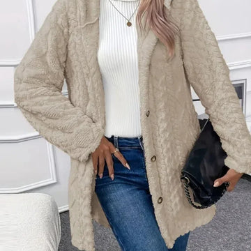 Jose&Glen - švelnus moteriškas pliušinis megztinis su sagomis