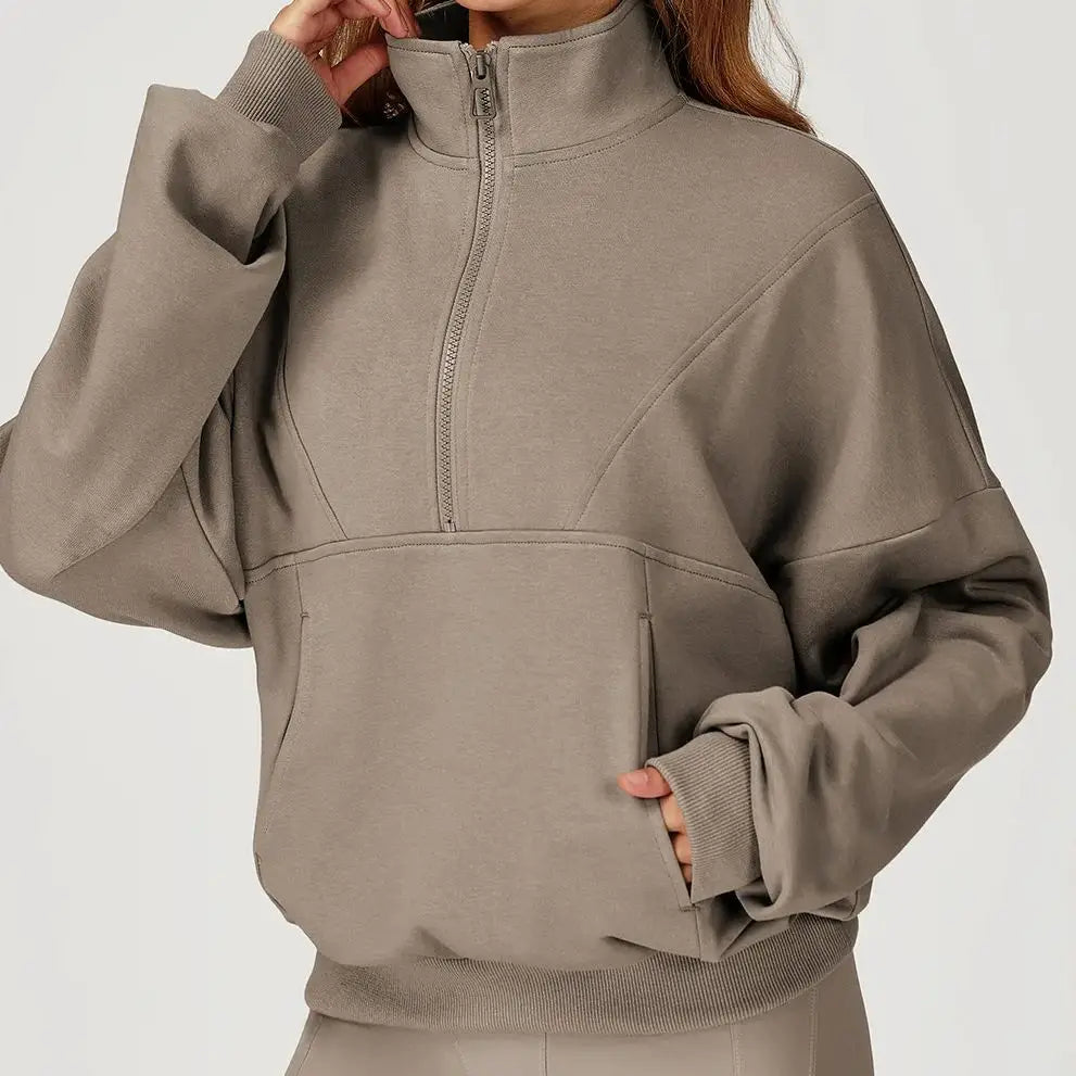 New Autumn Winter Casual Hoodie Zipper Long Sleeved Windproof and Warm Versatile Loose Hoodie Women's Outdoor Running Sportswear
